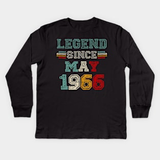 57 Years Old Legend Since May 1966 57th Birthday Kids Long Sleeve T-Shirt